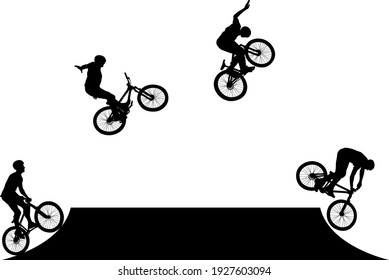 male jumping on MTB bike silhouette