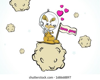 male kangaroo showing his love on a planet at space 