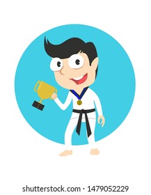 male karate champion vector illustration