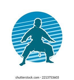 Männliche Karate Kata Kampfkunst Vektorblau Silhouette