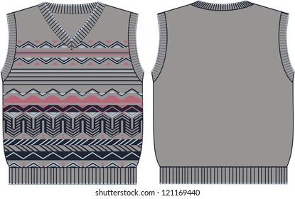 Male knitted jersey (waistcoat). Vector illustration.