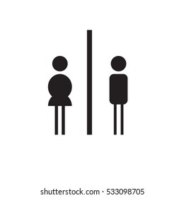 male and lady toilet symbols. Vector illustration style is flat iconic bicolor symbols, intensive black colors, white background.