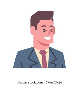 Male Laugh Emotion Icon Isolated Avatar Man Facial Expression Vector Illustration