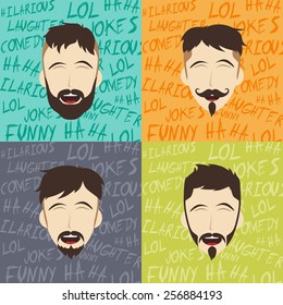male laughing funny hilarious cartoon character set