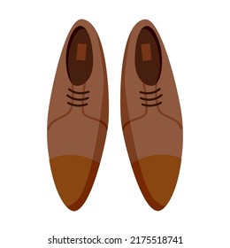 Male leather shoes vector illustration. Shoes, suit, shirt, bow tie, wallet, briefcase of business man or office worker isolated on white