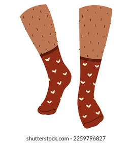 Male legs with stylish socks on white background