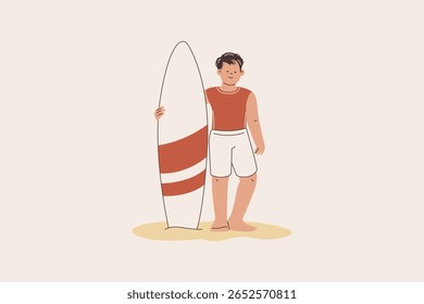 Male Lifeguard with Surfboard Illustration
