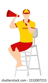 Male lifesavers in poses, Whistle from the watchtower