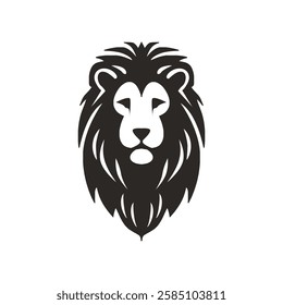 Male lion black face silhouette isolated