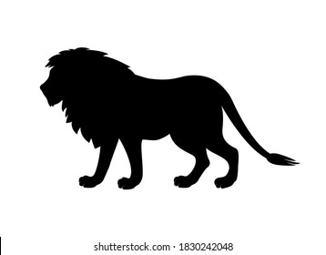 Male lion black silhouette icon vector. Lion icon isolated on a white background. Walking lion icon vector