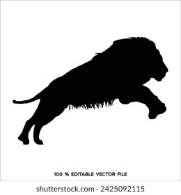 Male lion black silhouette icon vector. Lion icon isolated on a white background. Walking lion icon vector