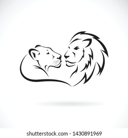 Male lion and female lion design on white background. Wild Animals. Lion logo or icon. Easy editable layered vector illustration.