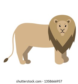 male lion flat illustration on white