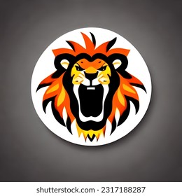 male lion logo roars, lion the color of fire, symbol of strength and courage