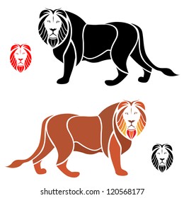 The male lion on a white background - vector
