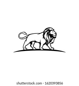 Male Lion Walking Vector Logo