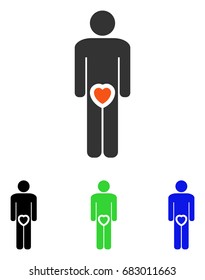 Male Love Heart vector pictograph. Illustration style is a flat iconic colored symbol with different color versions.