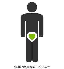Male Love vector icon. Style is bicolor flat symbol, eco green and gray colors, rounded angles, white background.