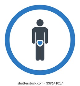 Male Love vector icon. Style is bicolor flat rounded symbol, smooth blue colors, rounded angles, white background.