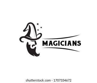 Male magicians with beard logo design inspiration