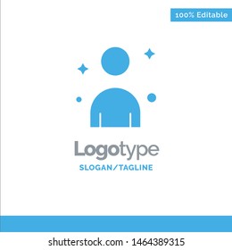 Male, Man, Person Blue Solid Logo Template. Place for Tagline. Vector Icon Template background
