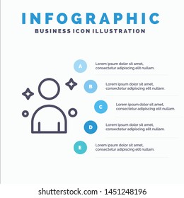 Male, Man, Person Line icon with 5 steps presentation infographics Background