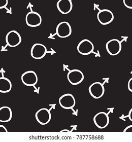 Male mars symbol pattern in doodle style
