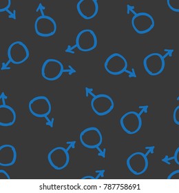 Male mars symbol pattern in doodle style