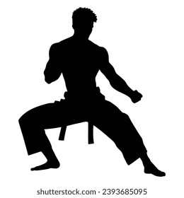 Male martial arts fighter silhouette. vector illustration