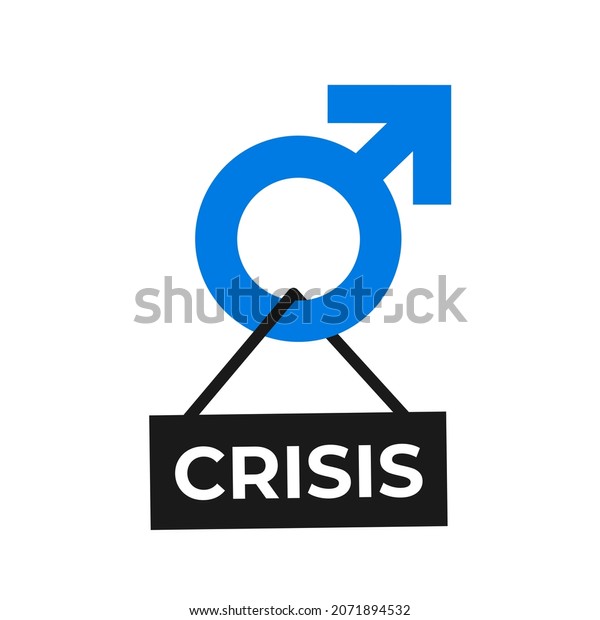 Male and masculinity crisis - manhood and identity\
problem and trouble based on gender and sex. Vector illustration\
isolated on white.