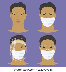 Hombre con máscara y faceshield