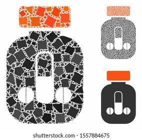 Male medicine composition of tuberous items in variable sizes and color tinges, based on male medicine icon. Vector joggly items are combined into composition.