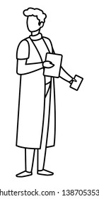 male medicine worker with uniform and documents