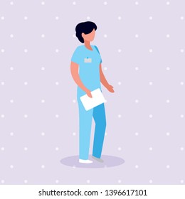 male medicine worker with uniform and documents vector illustration design