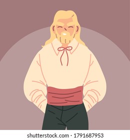 Male medieval peasant character, medieval era vector illustration design
