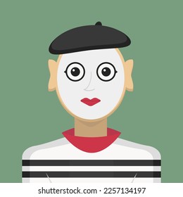 Male mime avatar concept. Perfect for profile photos, logos, pantomime community icons, etc.