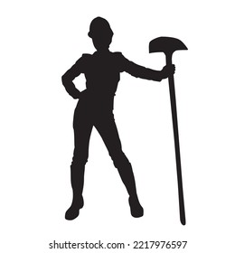 male miner. construction worker vector silhouette. wearing helmet wear pack and tools