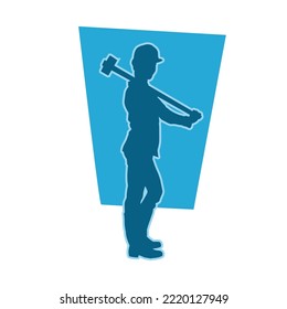 minero masculino. silueta vectorial de obrero de construcción. ropa de casco y herramientas