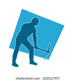 minero masculino. silueta vectorial de obrero de construcción. ropa de casco y herramientas