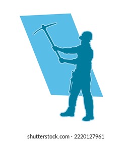 minero masculino. silueta vectorial de obrero de construcción. ropa de casco y herramientas