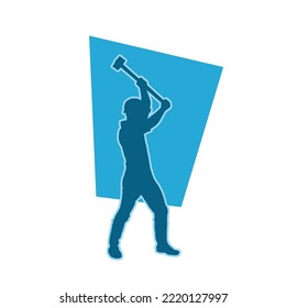 minero masculino. silueta vectorial de obrero de construcción. ropa de casco y herramientas