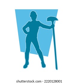 minero masculino. silueta vectorial de obrero de construcción. ropa de casco y herramientas