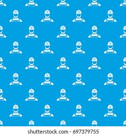Male miner pattern repeat seamless in blue color for any design. Vector geometric illustration