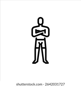Male MMA fighter pose outline icon. Mixed martial arts fighter black line illustration.
