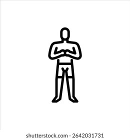Male MMA fighter pose outline icon. Mixed martial arts fighter black line illustration.
