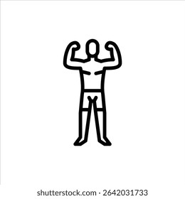 Male MMA fighter pose outline icon. Mixed martial arts fighter black line illustration.

