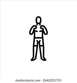 Male MMA fighter pose outline icon. Mixed martial arts fighter black line illustration.
