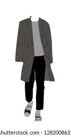 Male model dress walking. Isolated vector illustration on white background.