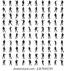 male model silhouette illustration set