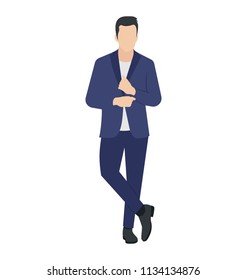 
Male model in stylish suit posing for picture 
